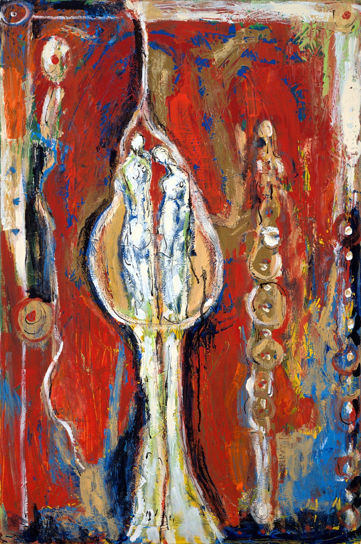 A DROP OF LOVE (Una Gota de Amor), original painting by Klara Chavarría, acrylic, sand and ink on canvas, 2008