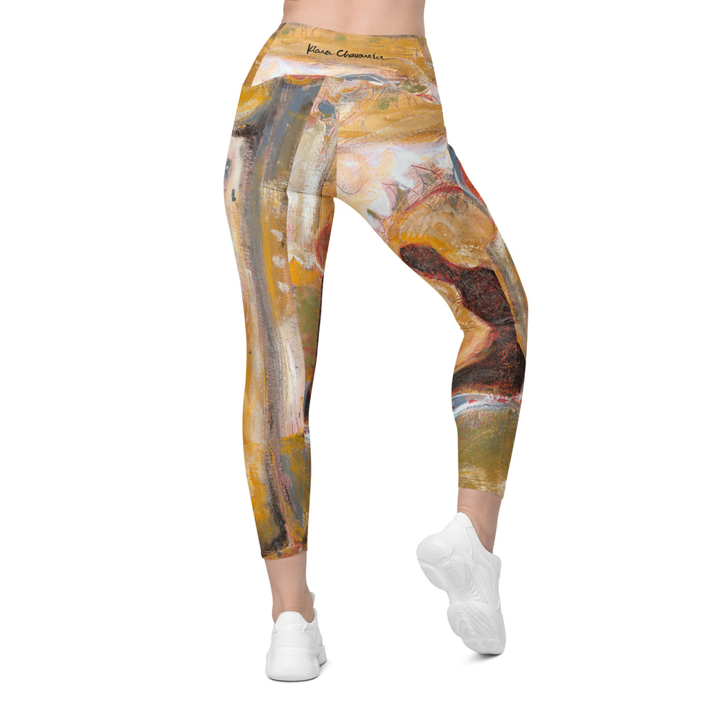 Back view of model in white sneakers, dark figure on one calf and black waistband signature