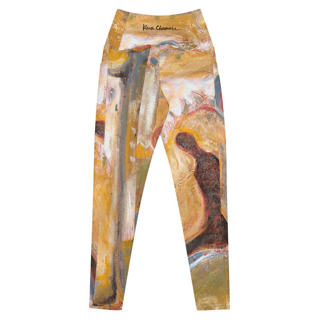 Flat back view with black signature on the waistband and a dark figure on one leg