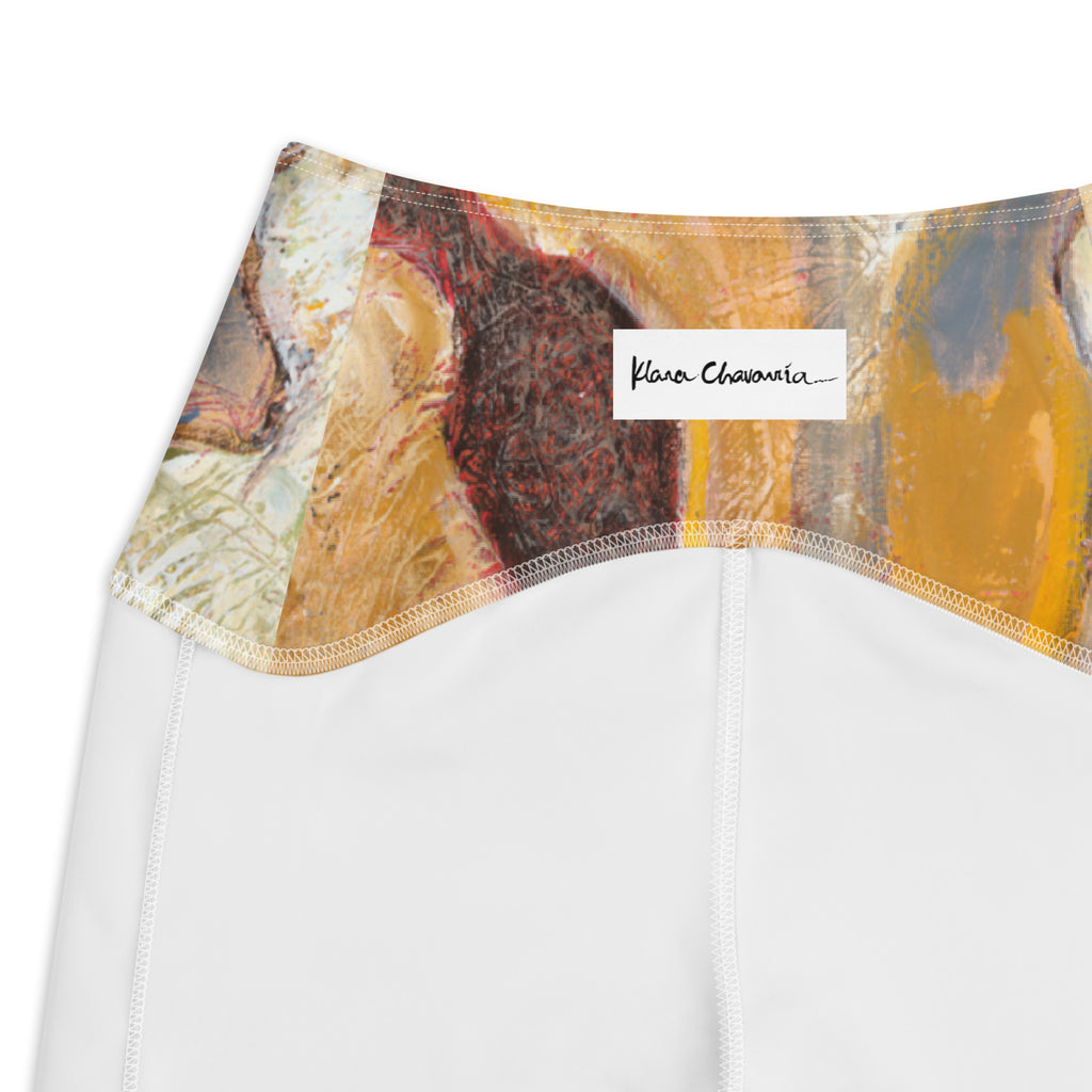 Close-up of the waistband with a white Klara Chavarría label above a white lining