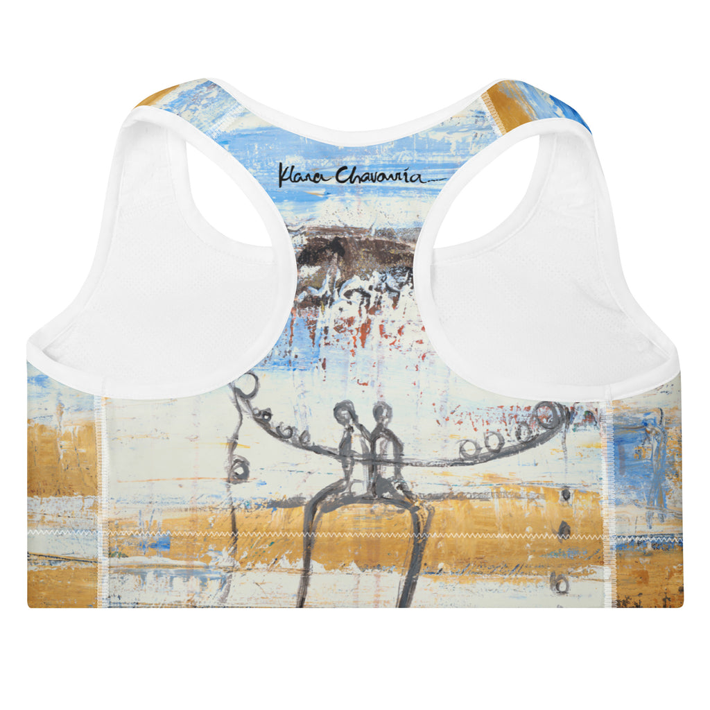 BALANCING LOVE art Padded Sports Bra – White – back