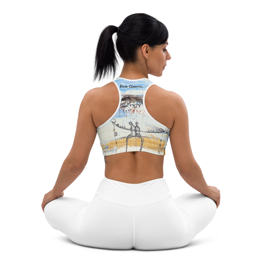 BALANCING LOVE art Padded Sports Bra – White – back