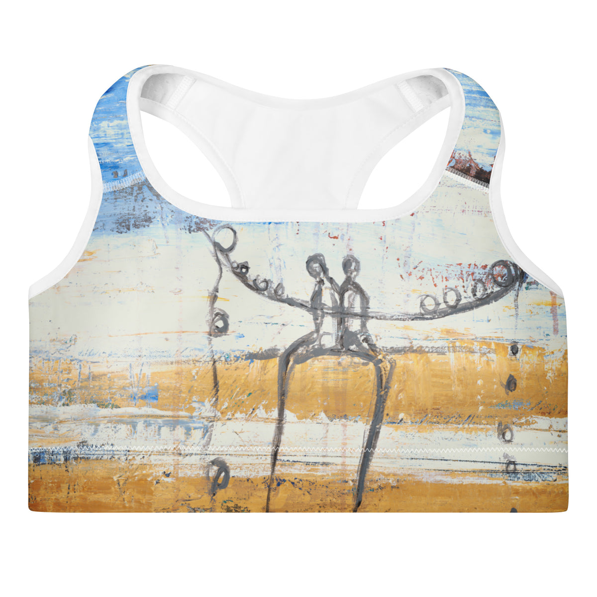 BALANCING LOVE art Padded Sports Bra – White – front