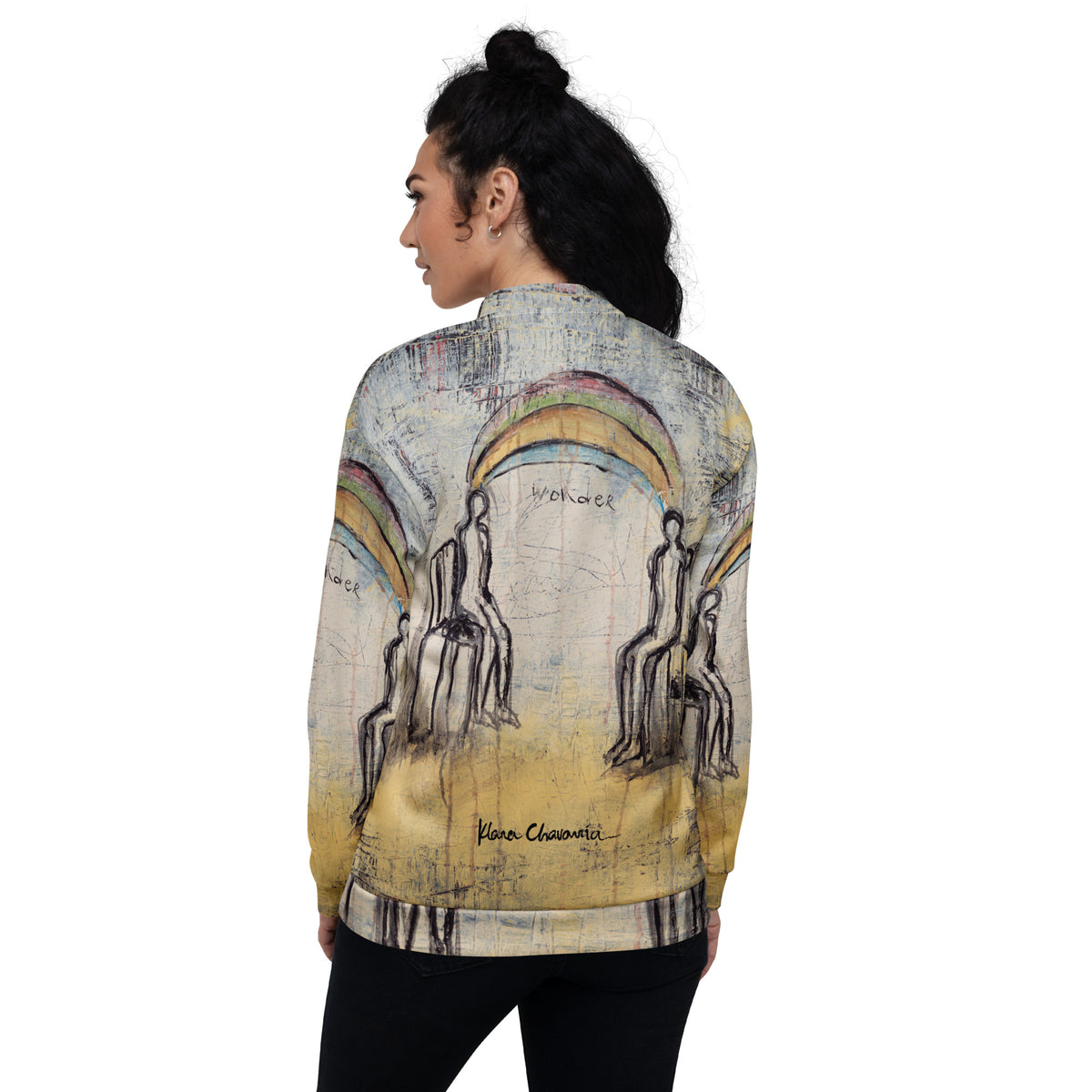 WONDER art Unisex Bomber Jacket – White – back