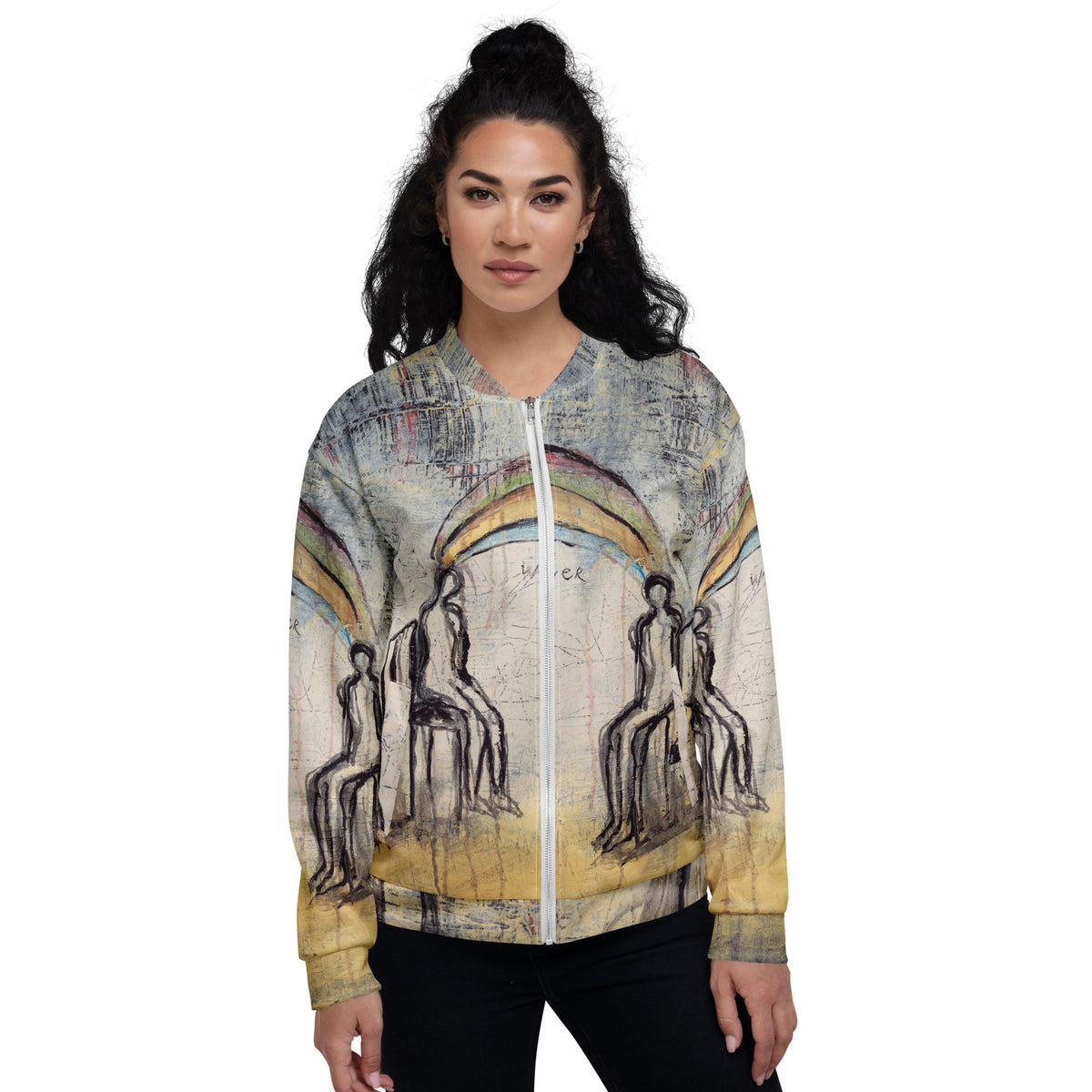 WONDER art Unisex Bomber Jacket – White – front