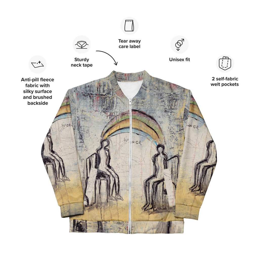 WONDER art Unisex Bomber Jacket – White – front