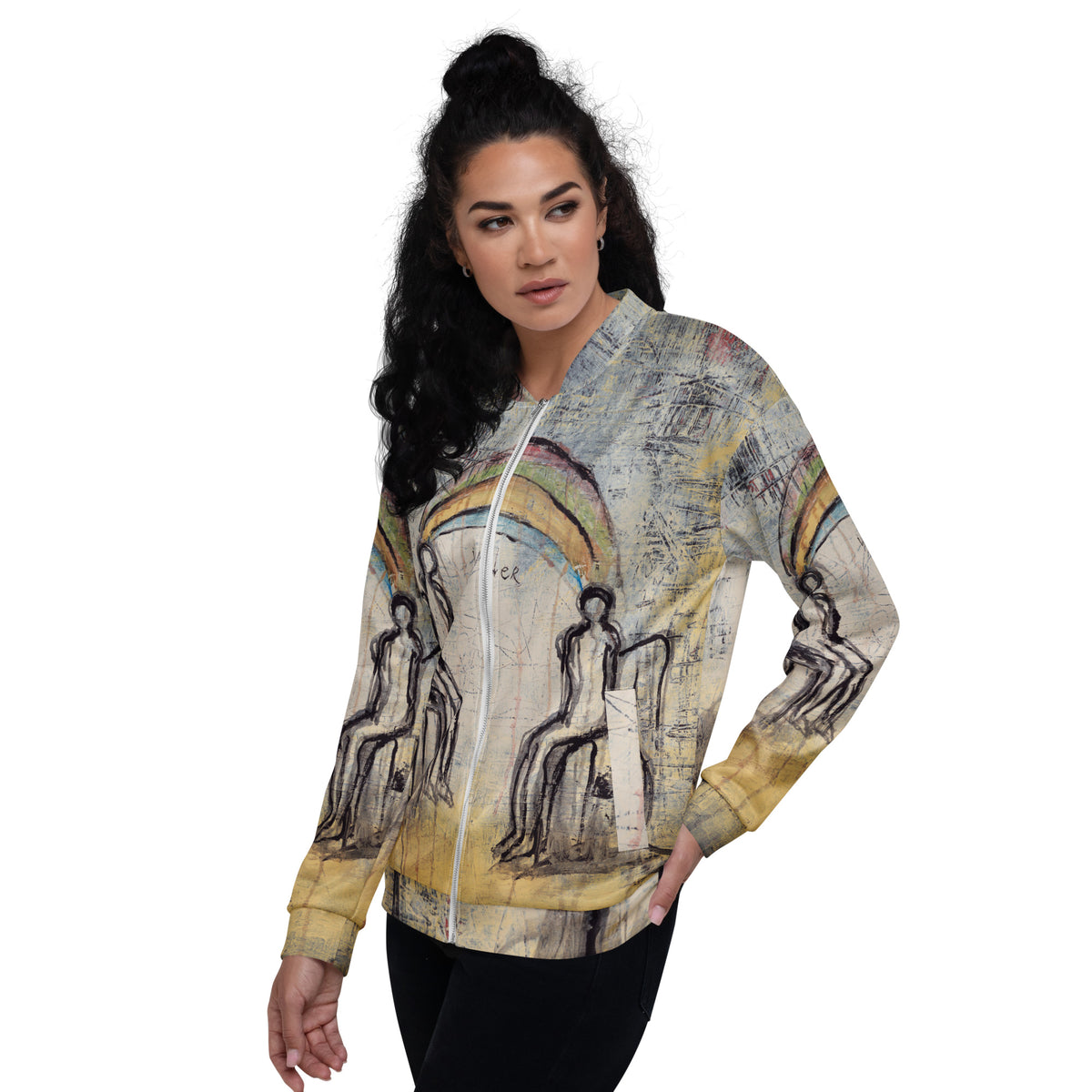 WONDER art Unisex Bomber Jacket – White – left