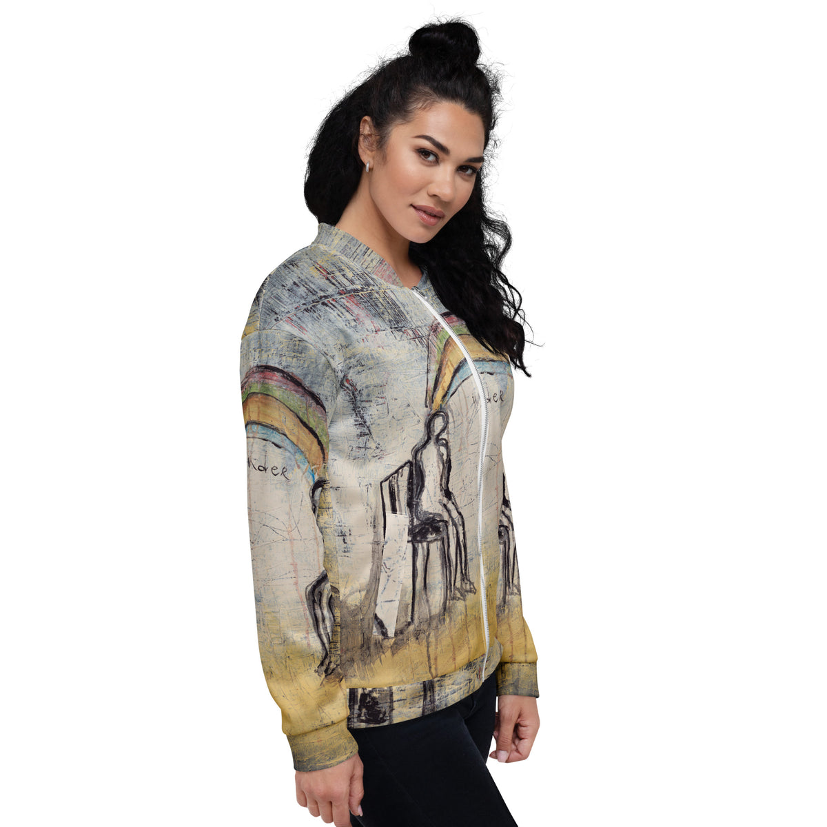 WONDER art Unisex Bomber Jacket – White – right