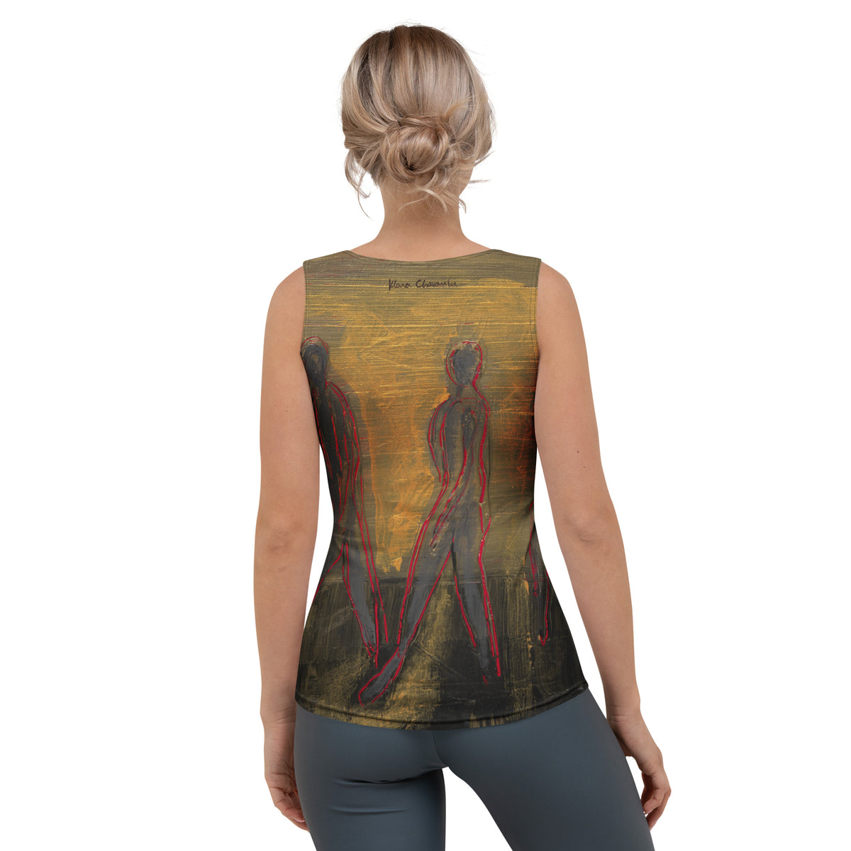 THE WALK art women's tank top – back on model