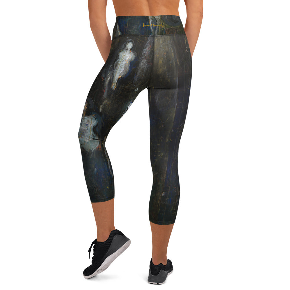 THE LIFE OF A SOUL art yoga capri leggings – back on model