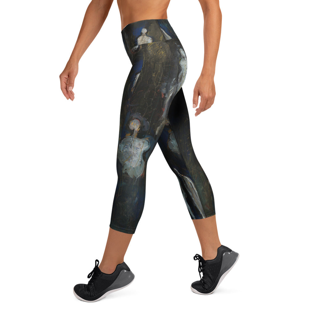 THE LIFE OF A SOUL art yoga capri leggings – left side on model