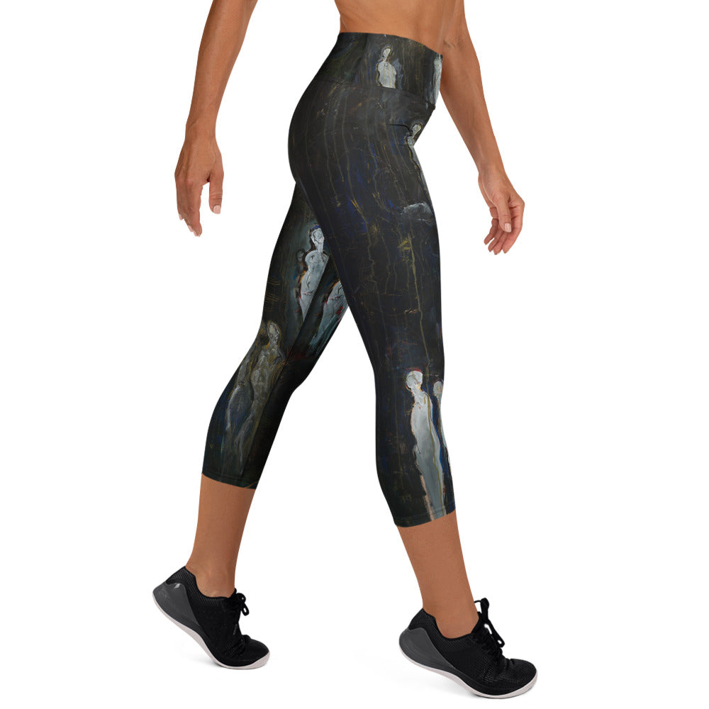 THE LIFE OF A SOUL art yoga capri leggings – right side on model