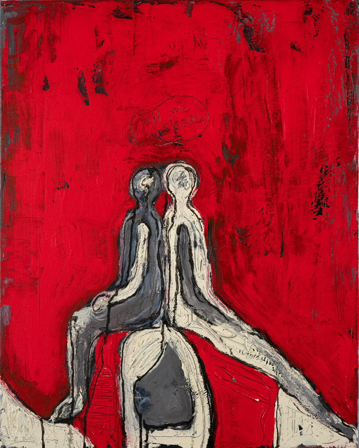 ALL WE SHARE (Todo lo que Compartimos), original painting by Klara Chavarría, acrylic, mixed media and ink on canvas, 2022
