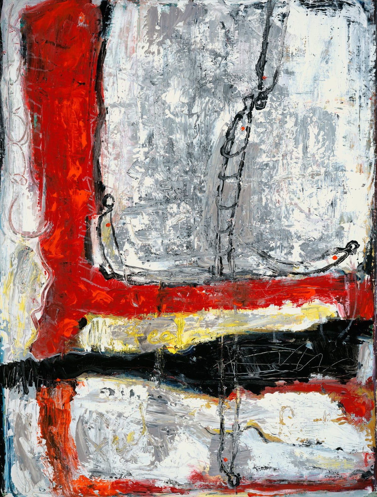 ALLOWING YOURSELF TO FEEL (Permitiéndote Sentir), original painting by Klara Chavarría, mixed media on canvas, 2012