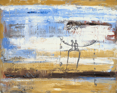 BALANCING LOVE (Amor Balanceado), original painting by Klara Chavarría, mixed media on canvas, 2013