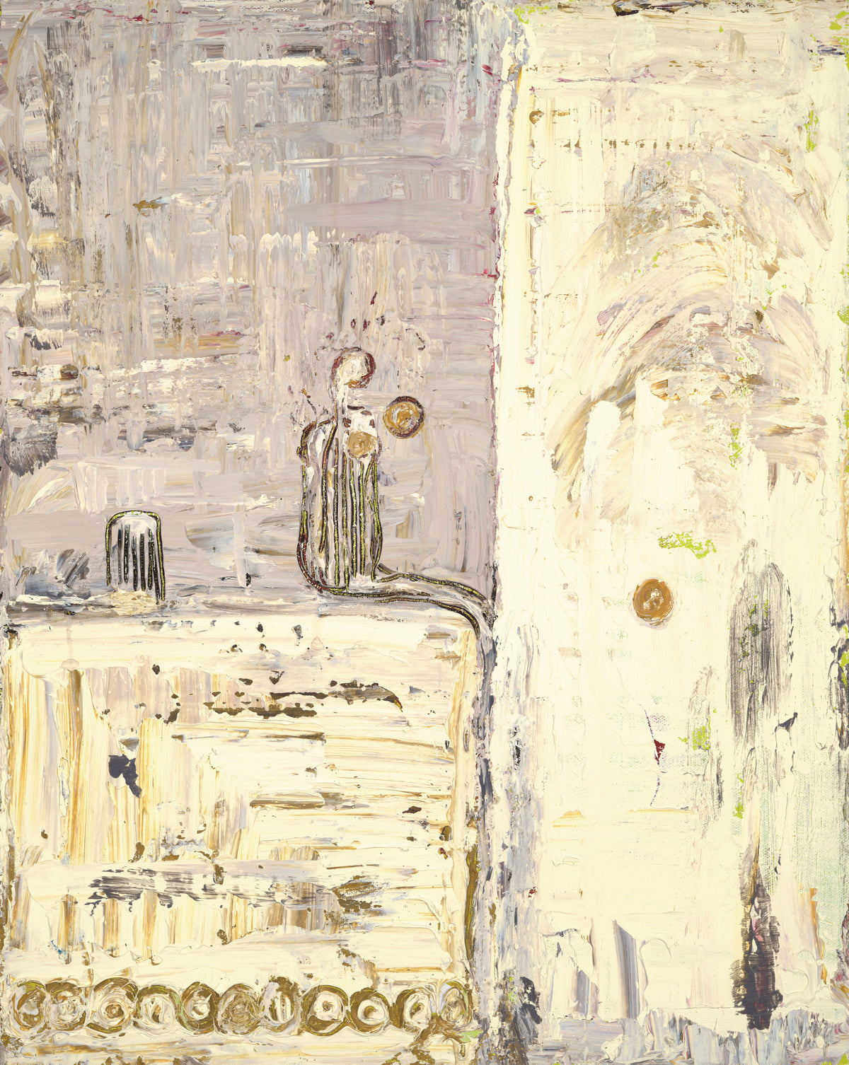 CONSIDERING A CHANGE OF HEART (Considerando un Cambio de Corazón), original painting by Klara Chavarría, acrylic and ink on canvas, 2010