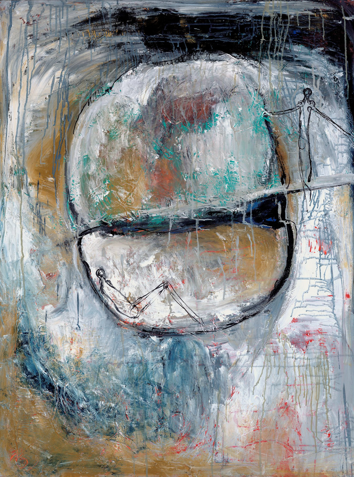 CONTEMPLATION AND TRUST (Contemplación y Confianza), original painting by Klara Chavarría, mixed media on canvas, 2012