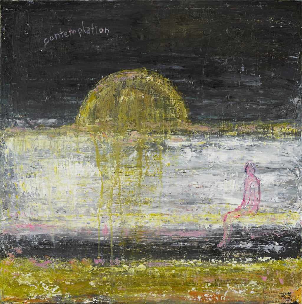 CONTEMPLATION (Contemplación), original painting by Klara Chavarría, acrylic, sands, mixed media and inks on canvas, 2022