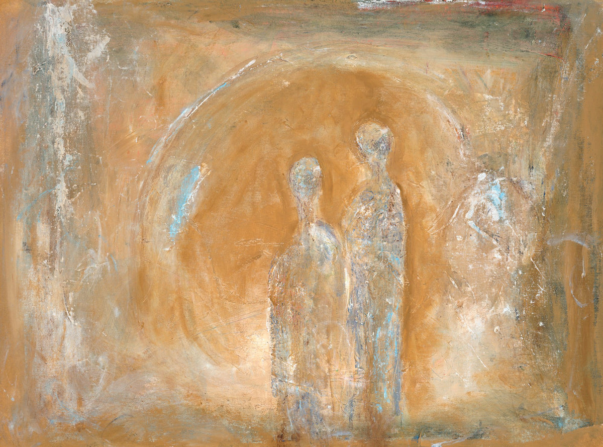 CONVERSATION (Conversación), original painting by Klara Chavarría, mixed media on canvas, 2008