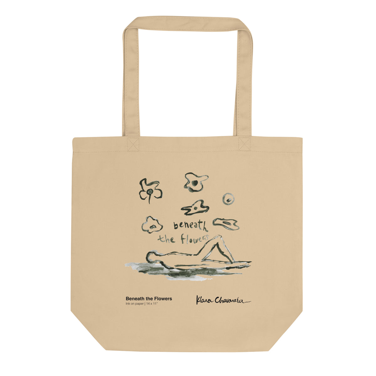 BENEATH THE FLOWERS Eco Tote Bag – Oyster – back