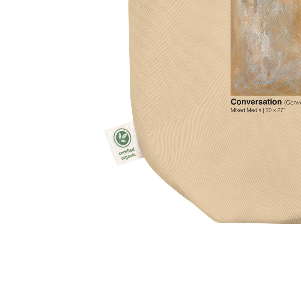 CONVERSATION Eco Tote Bag – Oyster – print and fabric detail