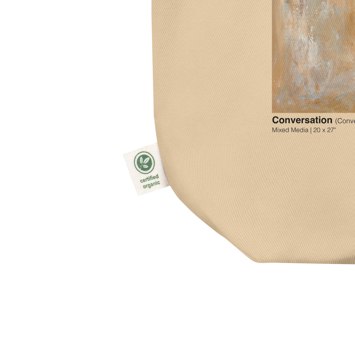 CONVERSATION Eco Tote Bag – Oyster – print and fabric detail