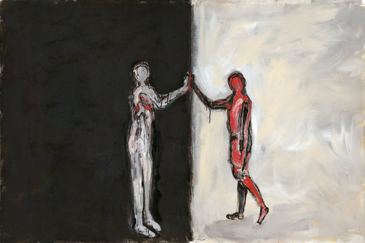 ENCOUNTER (Encuentro), original painting by Klara Chavarría, acrylic and ink on canvas, 2020
