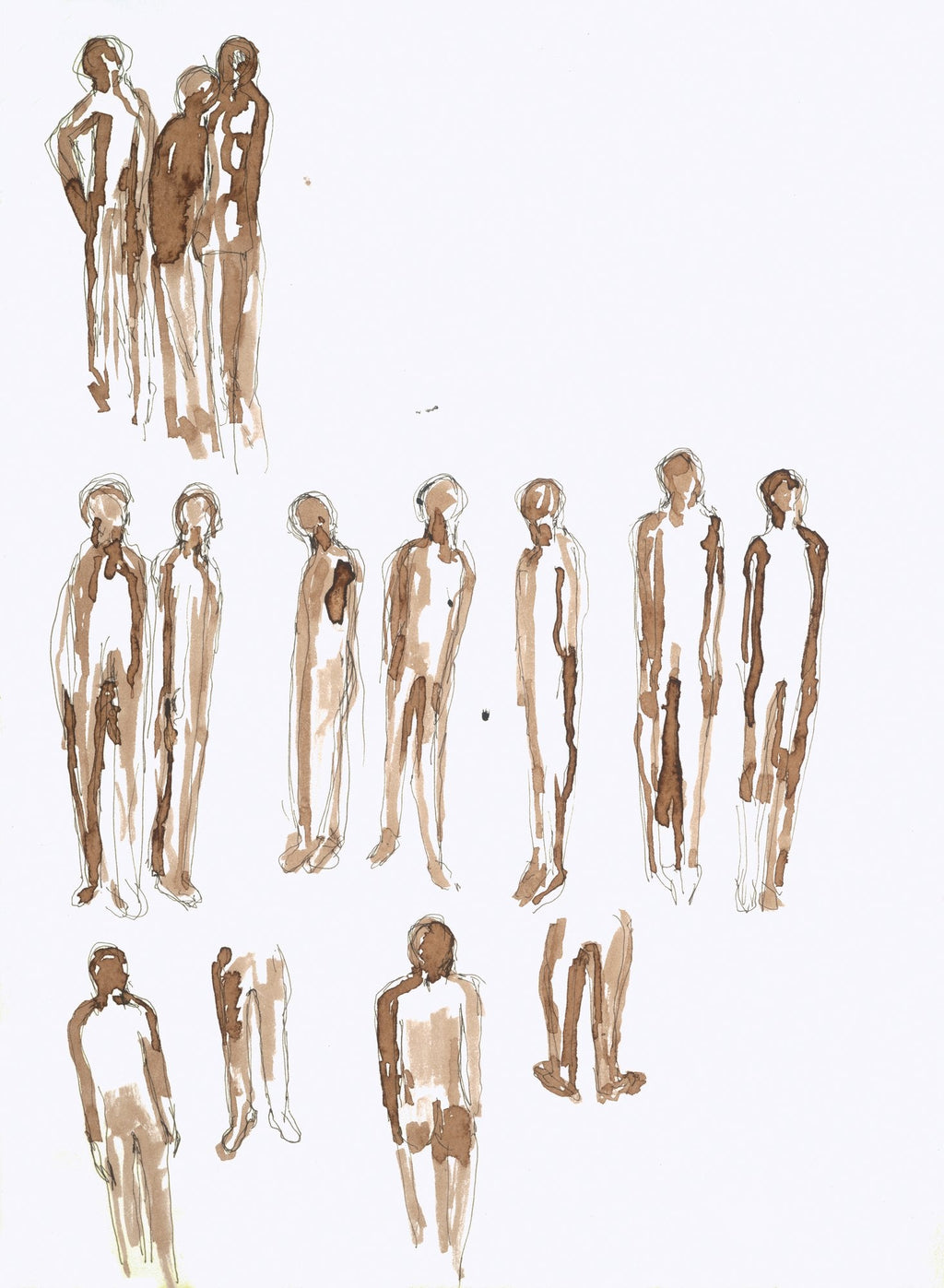 FIGURE STUDY (Estudio de Figuras), original painting by Klara Chavarría, mixed media, 2017