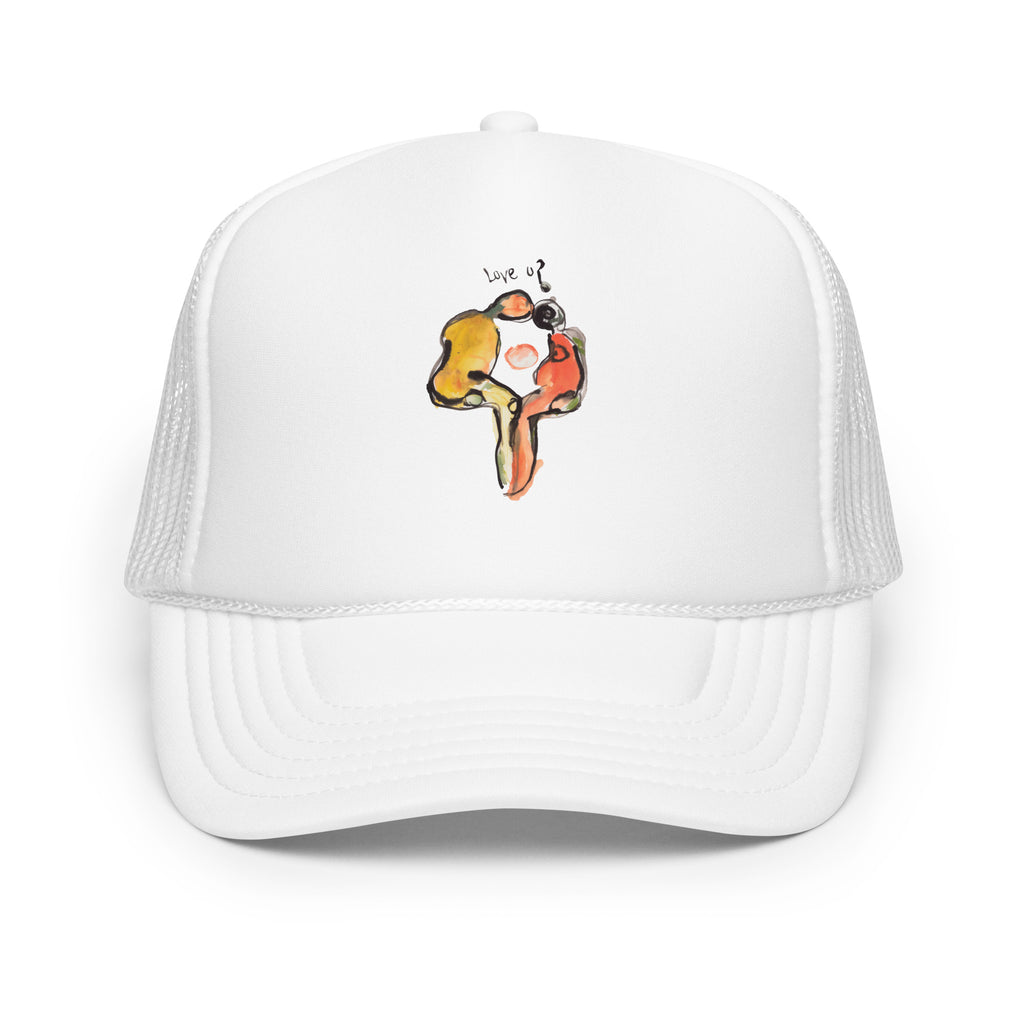 LOVE U? Foam Trucker Hat – White – front