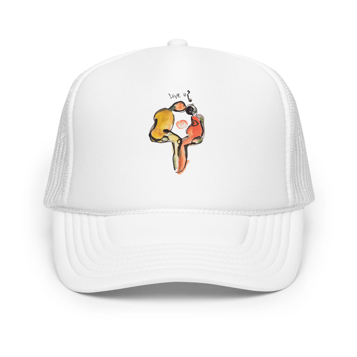 LOVE U? Foam Trucker Hat – White – front