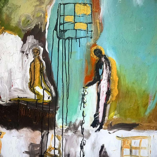 FROM THE ASHES, WHEN WE RETURN (Desde las Cenizas, Cuando Regresemos), original painting by Klara Chavarría, acrylic on linen, 2021