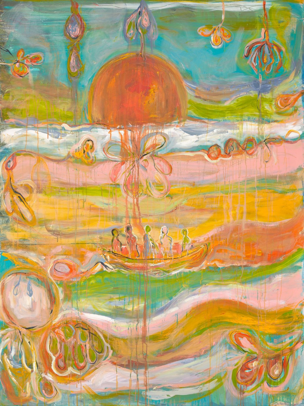 GARDEN OF ILLUSIONS (Jardín de Ilusiones), original painting by Klara Chavarría, acrylic & mixed media on linen, 2020-2023