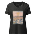 THE GRATEFUL V-neck tee – Dark Grey Heather – front, shaped as worn