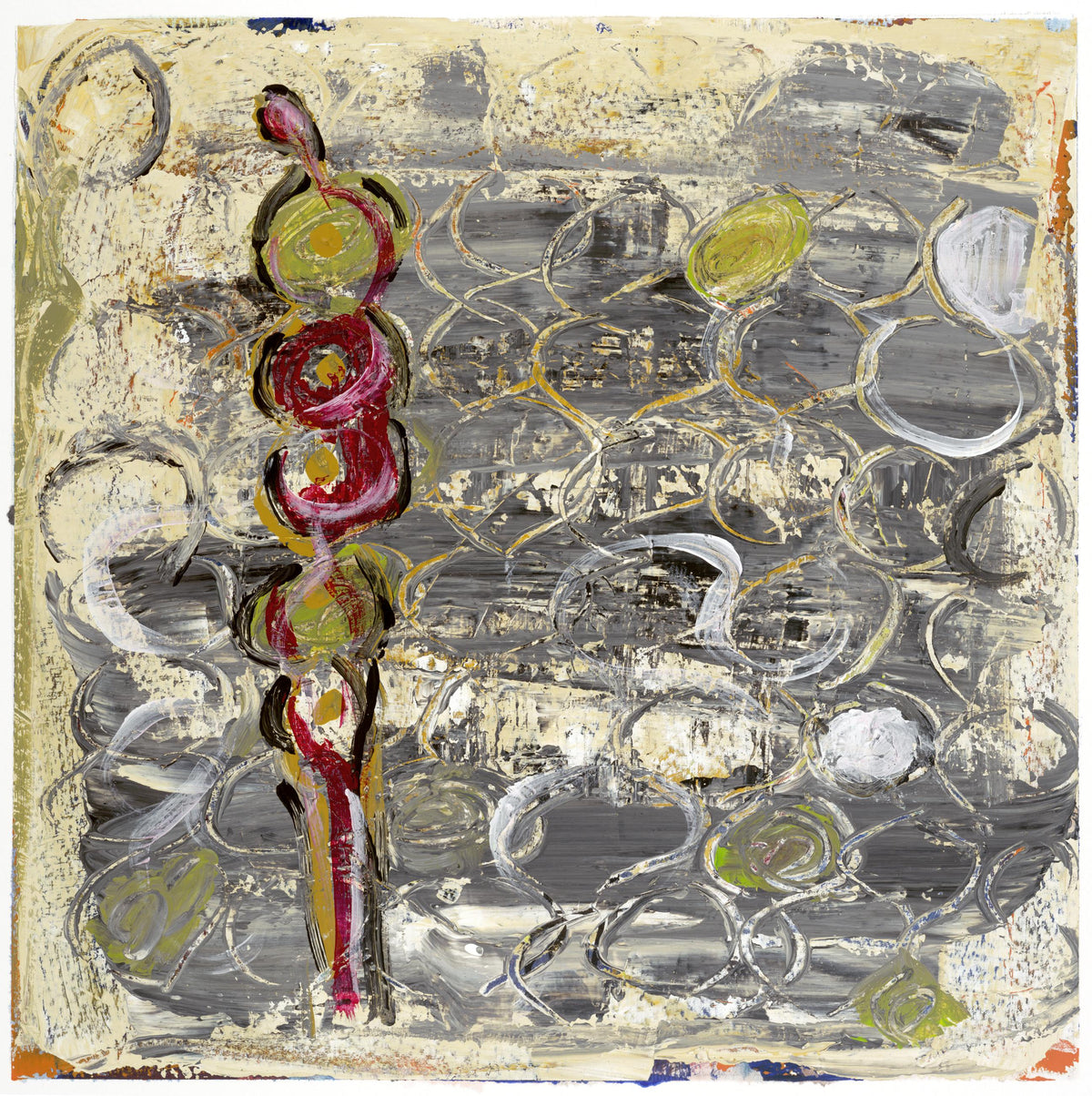 I AM HERE II (Estoy Aquí II), original painting by Klara Chavarría, mixed media on paper, 2007