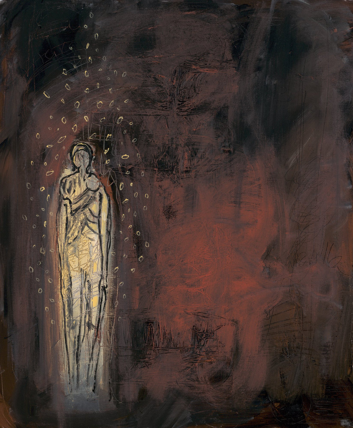 ILLUMINATION (Iluminación), original painting by Klara Chavarría, acrylic and mixed media on canvas, 2018