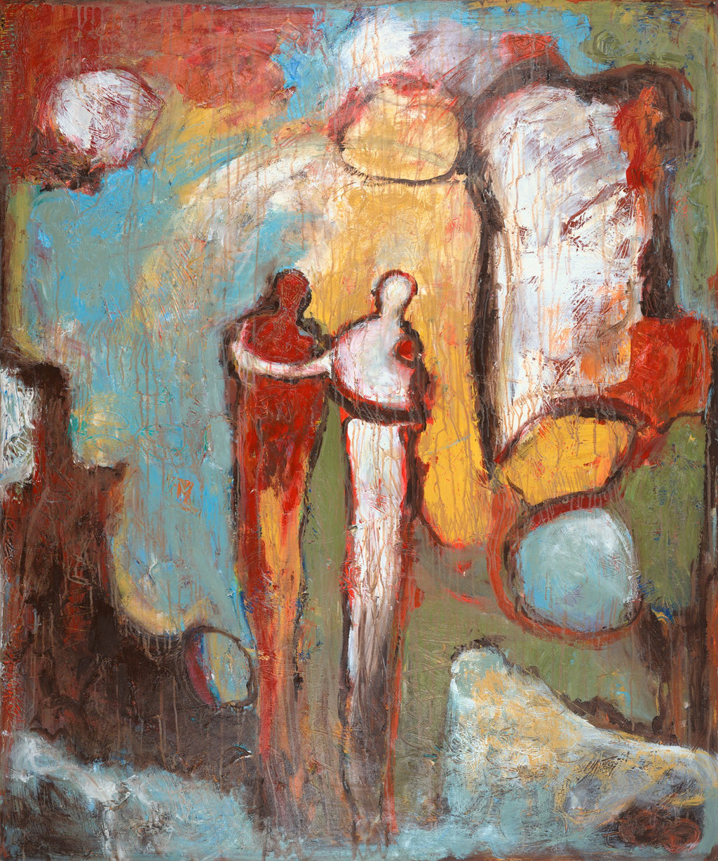 JOURNEY OF TRUST (Viaje de Confianza), original painting by Klara Chavarría, acrylic and mixed media on canvas, 2011