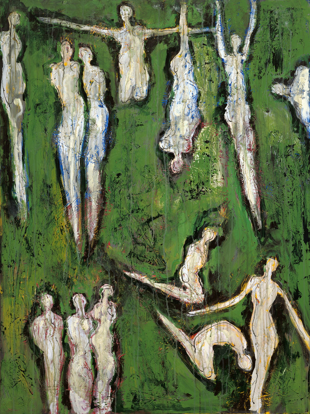 PRAYING SOULS (Almas en Oración), original painting by Klara Chavarría, mixed media on canvas, 2010