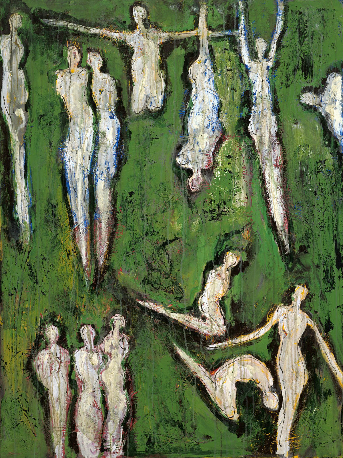 PRAYING SOULS (Almas en Oración), original painting by Klara Chavarría, mixed media on canvas, 2010