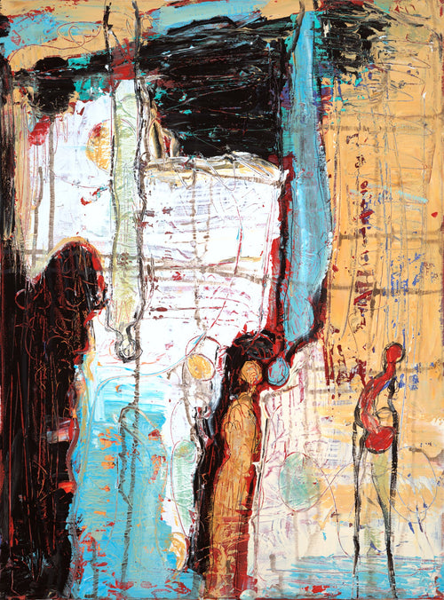 REFLECTIONS II (Reflexiones II), original painting by Klara Chavarría, acrylic and mixed media on canvas, 2010