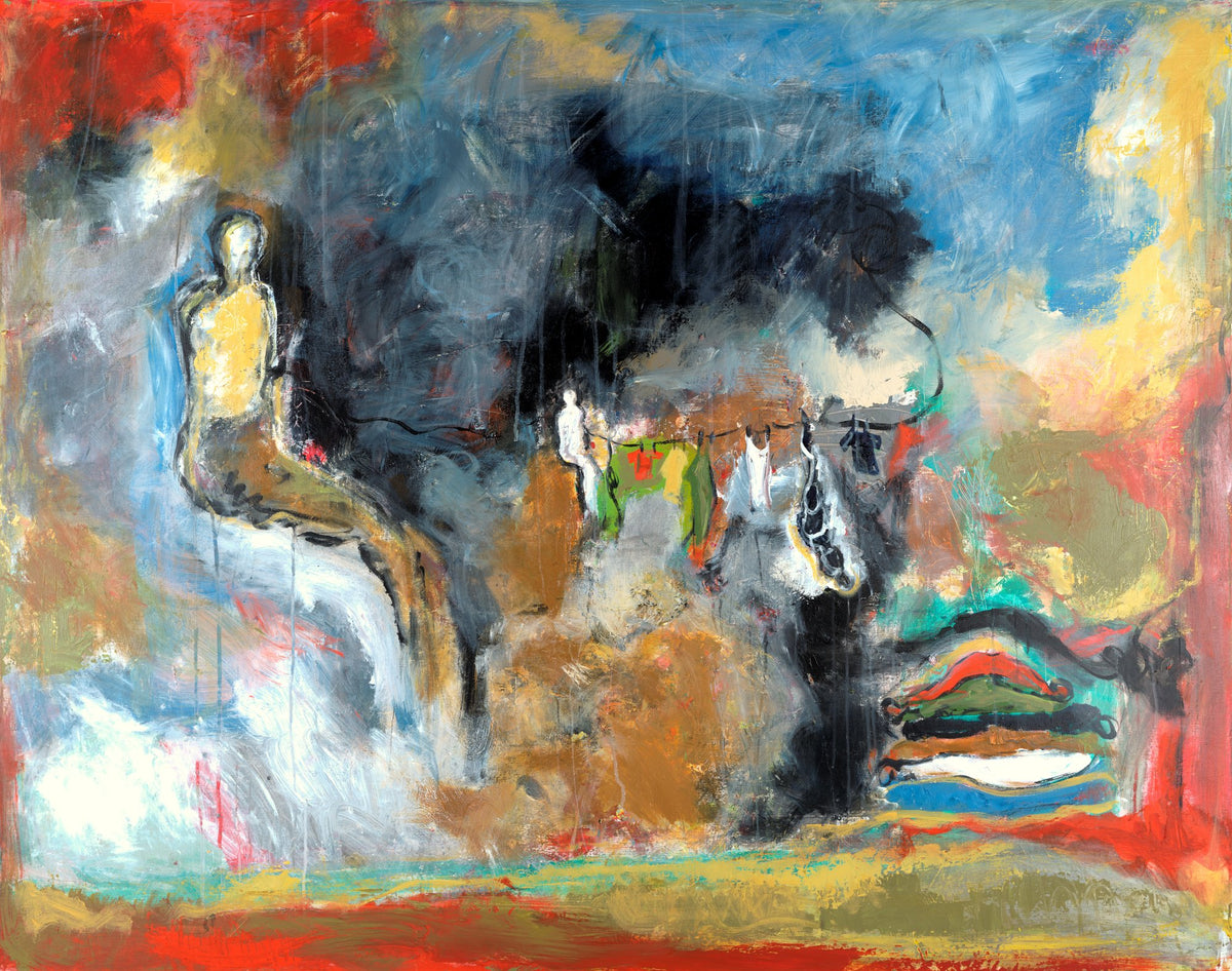 SELECTING THE COLOR OF THE SOUL (Seleccionando el Color del Alma), original painting by Klara Chavarría, mixed media on canvas, 2018