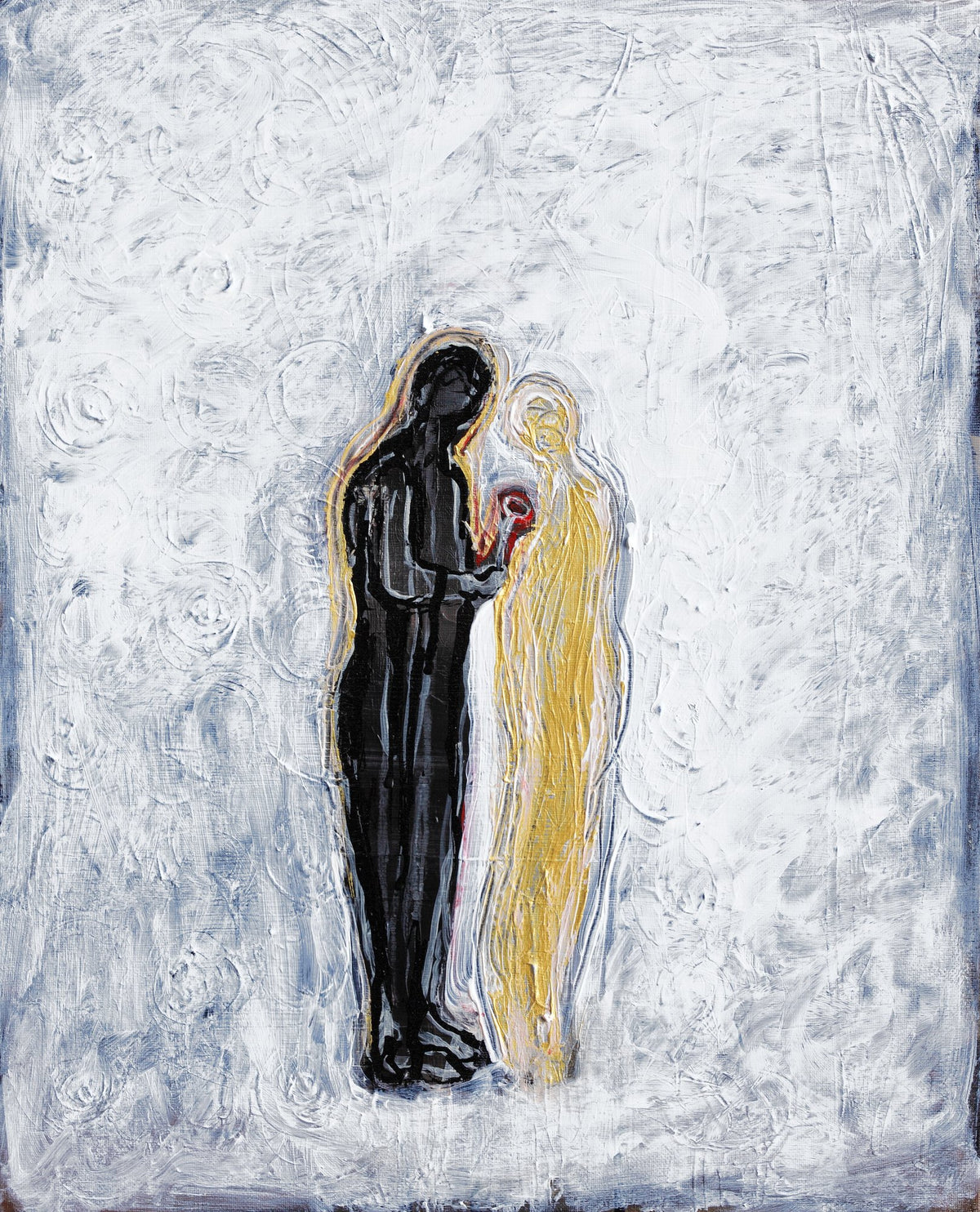 THE GIFT (El Regalo), original painting by Klara Chavarría, acrylic and mixed media on canvas, 2020