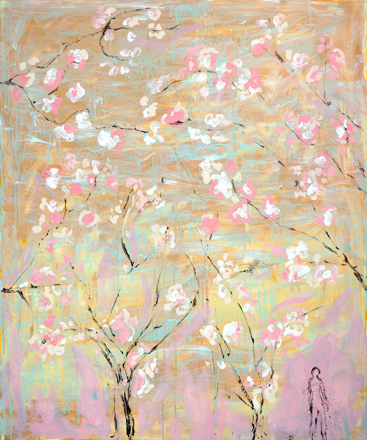 THE LIGHT OF FLOWERS II (La Luz de las Flores II), original painting by Klara Chavarría, acrylic, mixed media and ink on canvas, 2023-2024