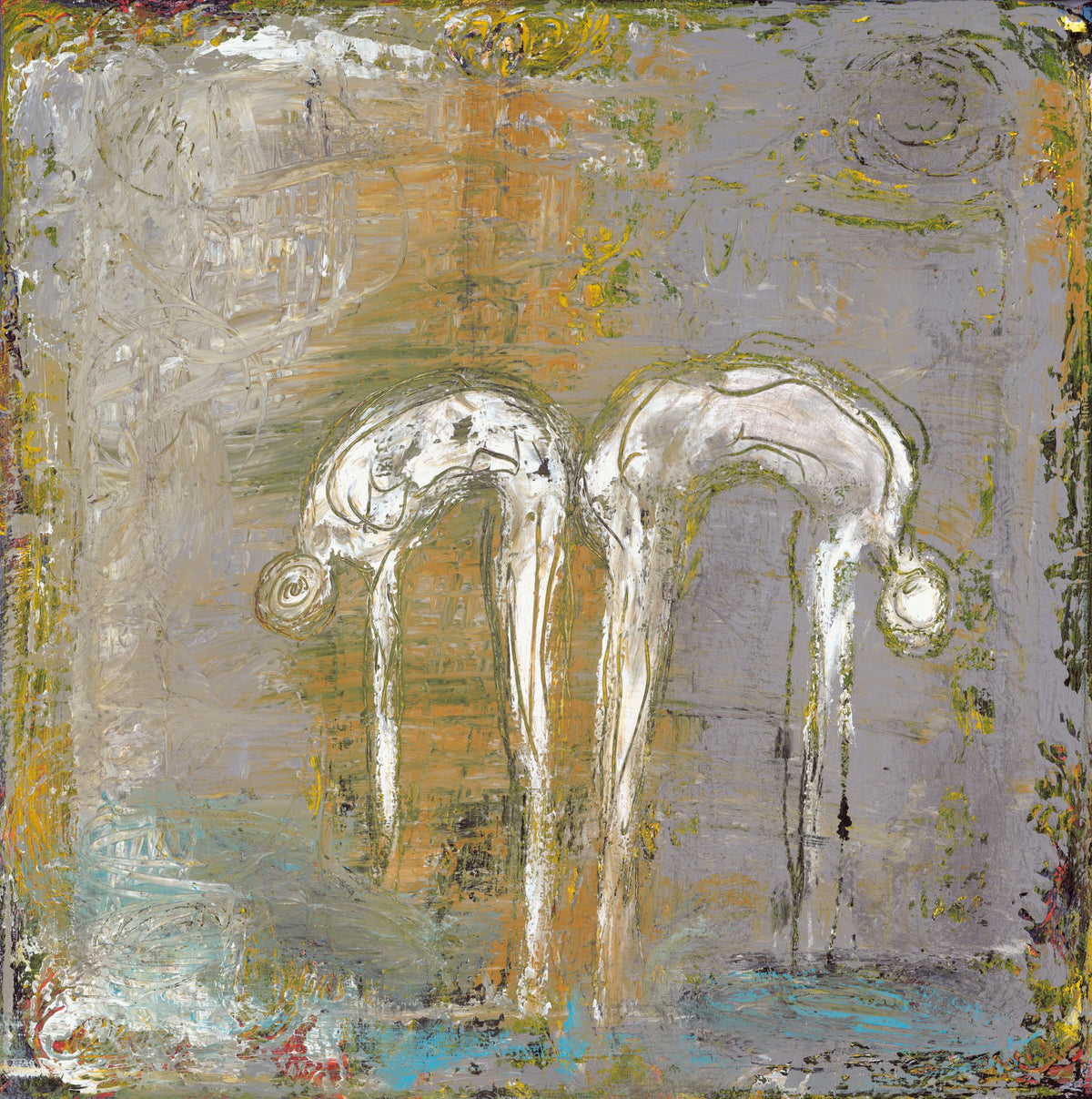 THE SEARCH (La Búsqueda), original painting by Klara Chavarría, acrylic and mixed media on linen, 2016