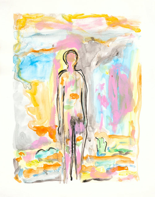 THE VIEW I (La Vista I), original painting by Klara Chavarría, watercolor on paper, 2021
