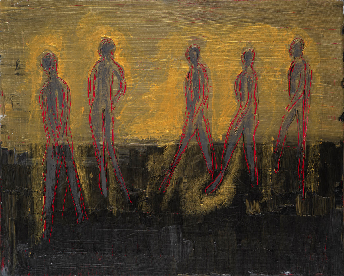 THE WALK (La Caminata), original painting by Klara Chavarría, acrylic on canvas, 2020