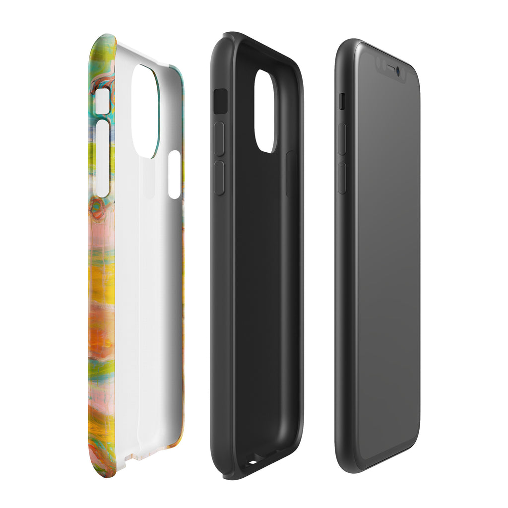 Case layers: printed outer shell, black inner liner and an iPhone 11 shown separately (Glossy)