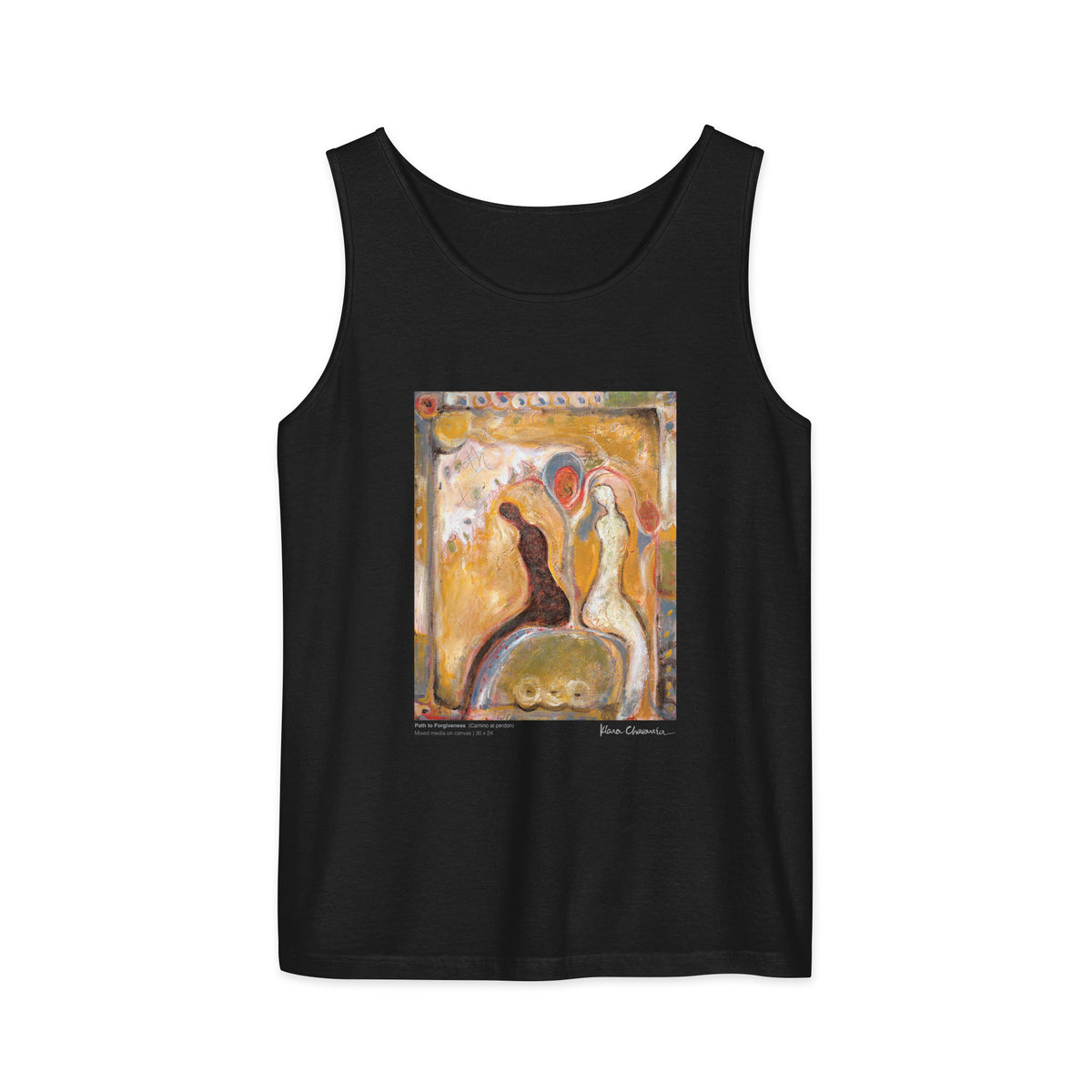 PATH TO FORGIVENESS unisex tank top, Black, flat front