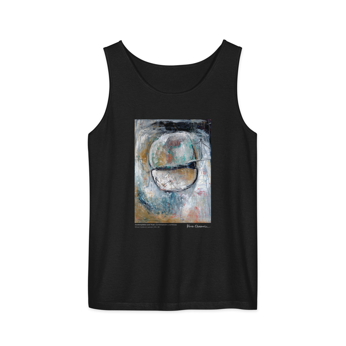 CONTEMPLATION AND TRUST Unisex Garment-Dyed Tank Top – Black – front