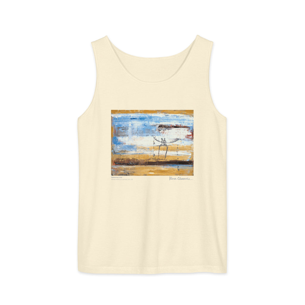 BALANCING LOVE unisex tank top, Ivory, flat front