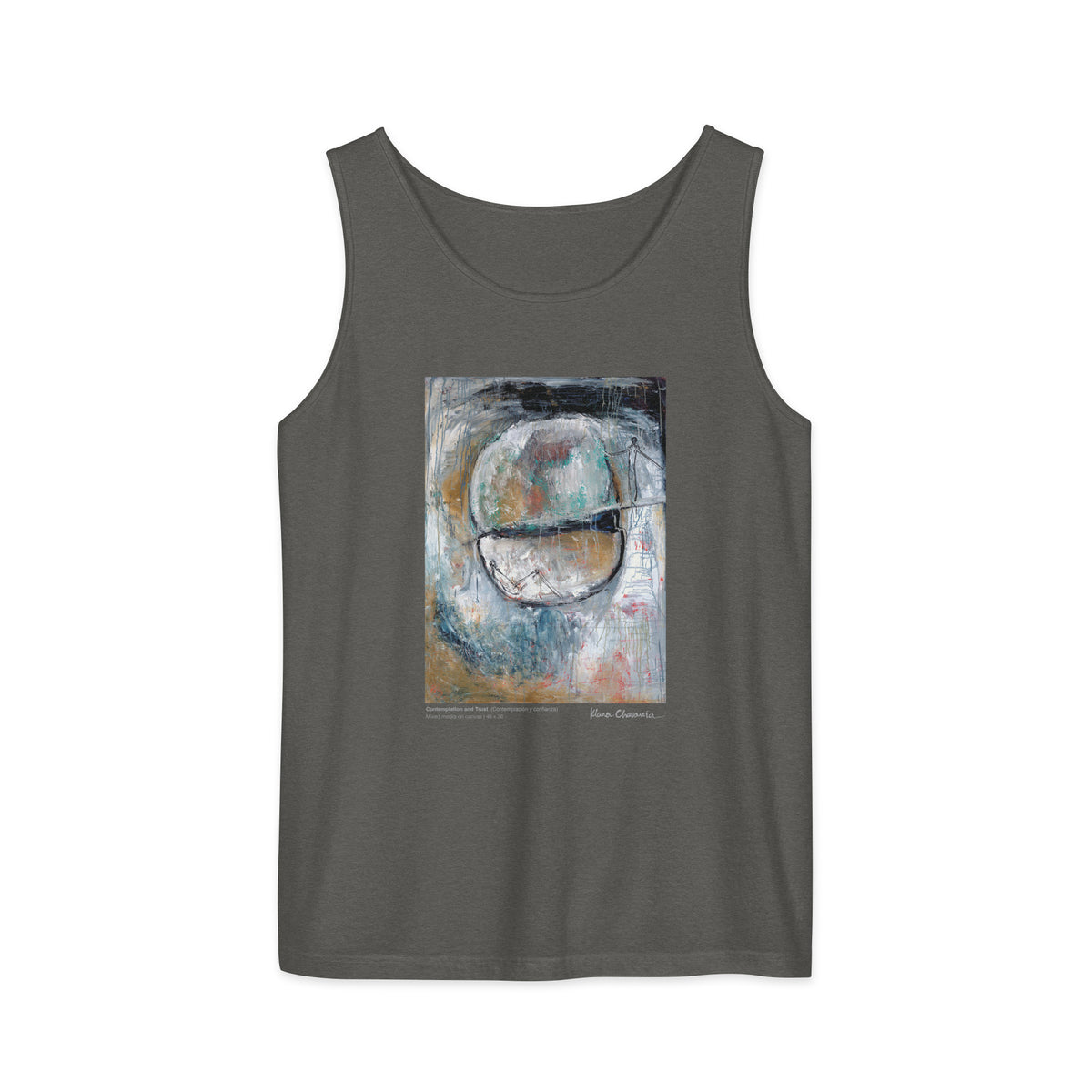 CONTEMPLATION AND TRUST Unisex Garment-Dyed Tank Top – Pepper – front